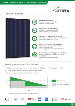 Product Features Leading Warranty in PV Industry