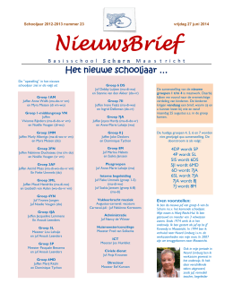 Nieuwsbrief no 23 2013-2014