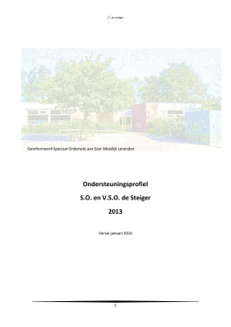 Ondersteuningsprofiel S.O. en V.S.O. de Steiger 2013