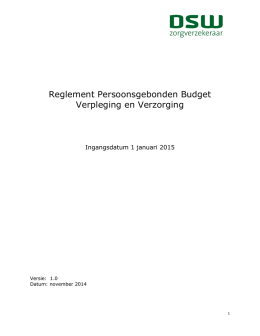 Reglement Persoonsgebonden Budget Verpleging en Verzorging