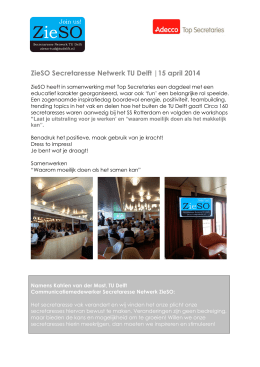 ZieSO Secretaresse Netwerk TU Delft |15 april 2014