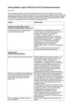 Vaak gestelde vragen (FAQ) bij het VU Premasterassessment