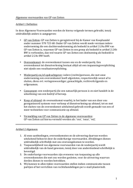 1 Algemene voorwaarden van GP van Zetten Artikel 1 Definities