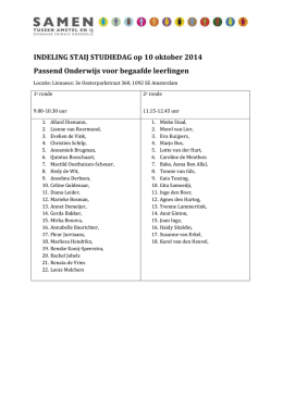 INDELING STAIJ STUDIEDAG op 10 oktober