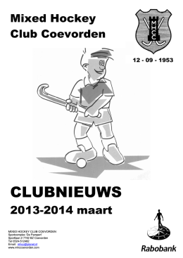CLUBNIEUWS - Mixed Hockey Club Coevorden