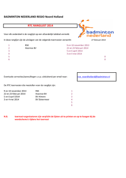 RTC Ranglijst Noord Holland 2014