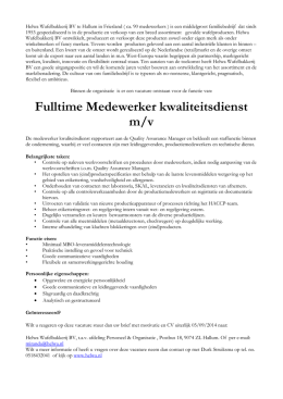 Fulltime Medewerker kwaliteitsdienst m/v
