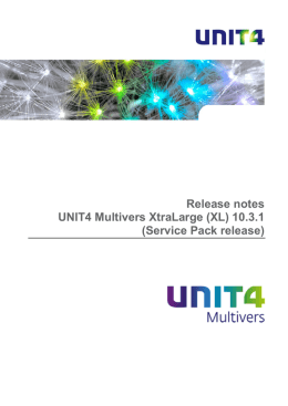 Release notes UNIT4 Multivers XtraLarge (XL) 10.3.1
