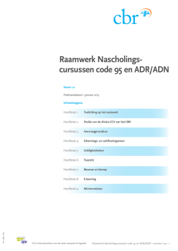 Raamwerk Nascholings- cursussen code 95 en ADR/ADN