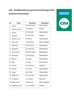CDA - Kandidatenlijst gemeenteraadsverkiezingen 2014 Gemeente