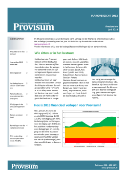 Jaaroverzicht 2013 - Stichting Algemeen Pensioenfonds Provisum