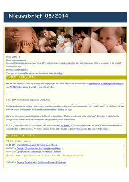 Nieuwsbrief 08/2014 - Vlaamse Organisatie van Vroedvrouwen.
