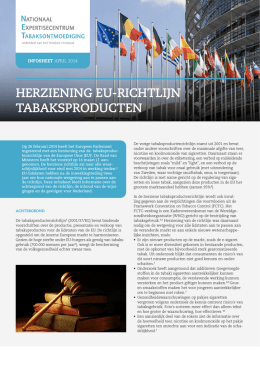 Infosheet Herziening EU-Richtlijn Tabaksproducten. - Trimbos