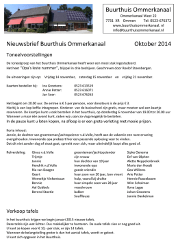Nieuwsbrief Buurthuis Ommerkanaal Oktober 2014 Buurthuis