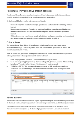 Pervasive Pervasive licentie activeren - PDF