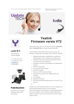 Yealink Firmware versie V72