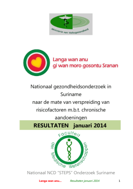 “STEPS” Onderzoek Suriname. Resultaten januari 2014.