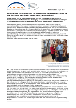 Persbericht 4 juli 2014 - Nederlandse Vereniging voor