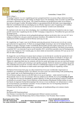 Brief van het bestuur n.a.v. ALV 5 maart 2014