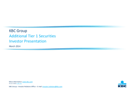 Additional Tier 1 Securities Investor Presentation