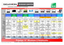 Prijslijst 15" Windows 8 Notebooks