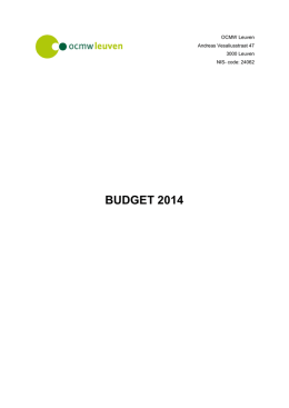 toelichting bij het budget 2014
