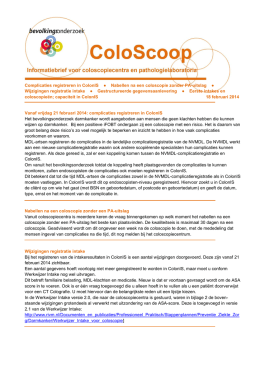 ColoScoop, 18 februari 2014 - Bevolkingsonderzoek Zuid-West