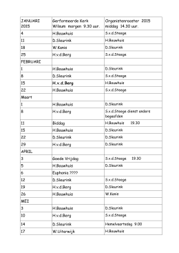 Organisten rooster 2015 - Gereformeerde Kerk Wilsum