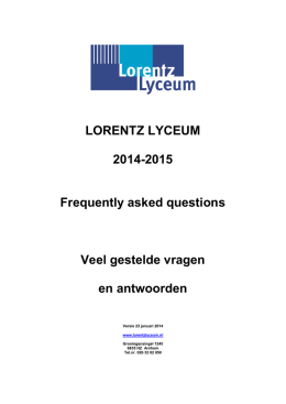 LORENTZ LYCEUM 2014-2015 Frequently asked questions Veel