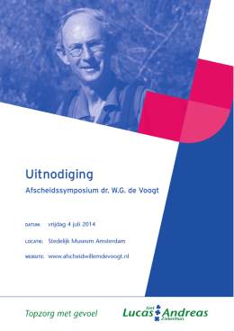 Uitnodiging - Afscheidssymposium Willem de Voogt