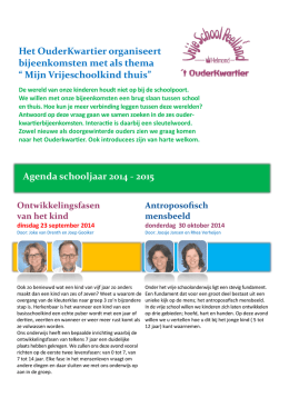 Agenda schooljaar 2014 - 2015 Het OuderKwartier organiseert