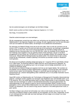Brief Algemeen directeur C. de Groot n.a.v. het