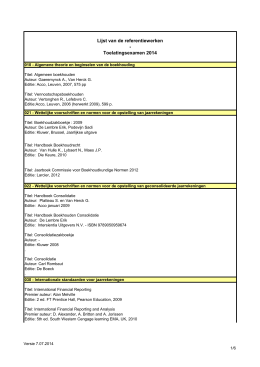 Lijst van de referentiewerken - Toelatingsexamen 2014