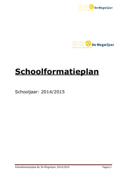 Schoolformatieplan Wegwijzer 2014 2015