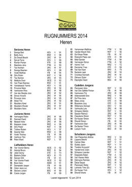 Lijst rugnummers 2014