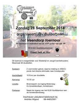 Zondag 28 September 2014 organiseert JBV Bulderbaan het