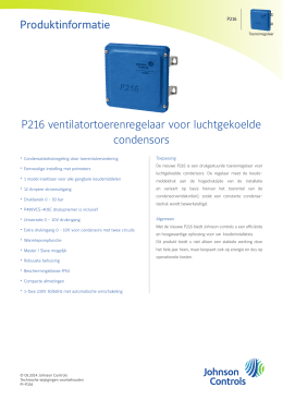 Produktinformatie P216 ventilatortoerenregelaar voor