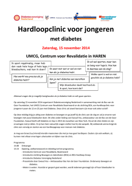 Hardloopclinic voor jongeren - Diabetesvereniging Nederland