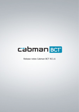 Release notes Cabman BCT RC1.6