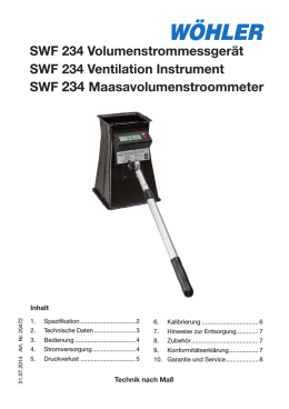SWF 234 Volumenstrommessgerät SWF 234 Ventilation Instrument