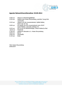 Agenda NetwerkVoorzittersdiner 29.09.2014