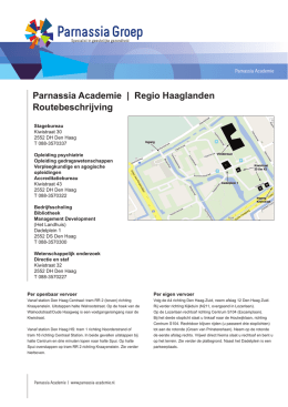 Parnassia Academie | Regio Haaglanden Routebeschrijving