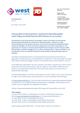 Persbericht 5 maart: Omroep West en AD presenteren: Zoetermeers