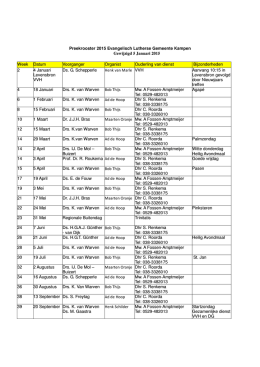 Preekrooster 2015 Evangelisch Lutherse Gemeente Kampen