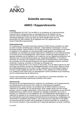 Subsidie aanvraag ANKO / Kappersbranche