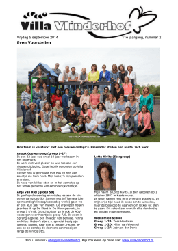 Nieuwsbrief 05-09-2014 - OBS Villa Vlinderhof