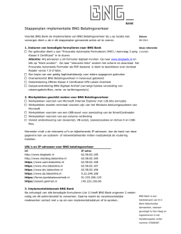 Stappenplan implementatie BNG Betalingsverkeer