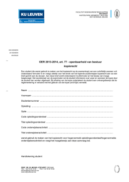 OER 2013-2014, art. 77 - openbaarheid van bestuur kopierecht