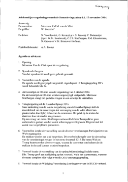 Adviezenlijst van de commissie SLZ november 2014