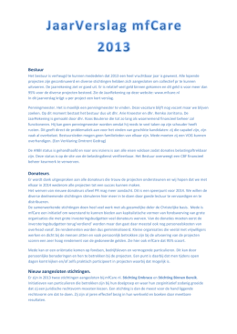 Jaarverslag 2013 - Stichting MF Care